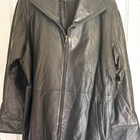 Vintage Brownstone Studio Black Genuine Leather Oversized Jacket – Bold, Timeles - Picture 4 of 4